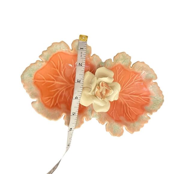 Vintage California Pottery Mid Century Rose Serving Trinket Cottagecore Dish - Picture 7 of 8